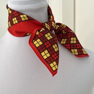 VINTAGE Small Square Scarf 100% Twill Acetate Made Japan Geometric Pattern